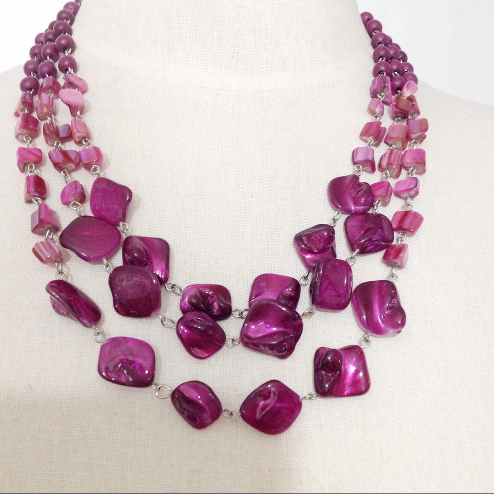 3-Strand Purple Shell Necklace - Picture 5 of 5